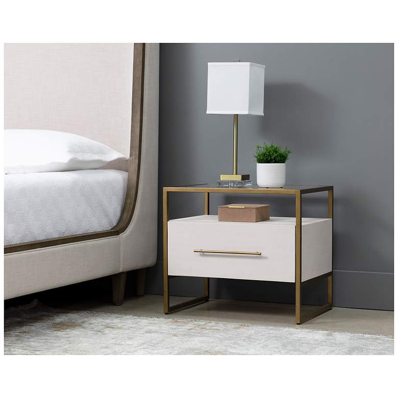 Image 4 Sunpan Venice Nightstand Oyster Shagreen more views