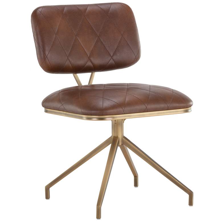 Image 1 Sunpan Virtu Swivel Dining Chair Bravo Cognac Set of 2