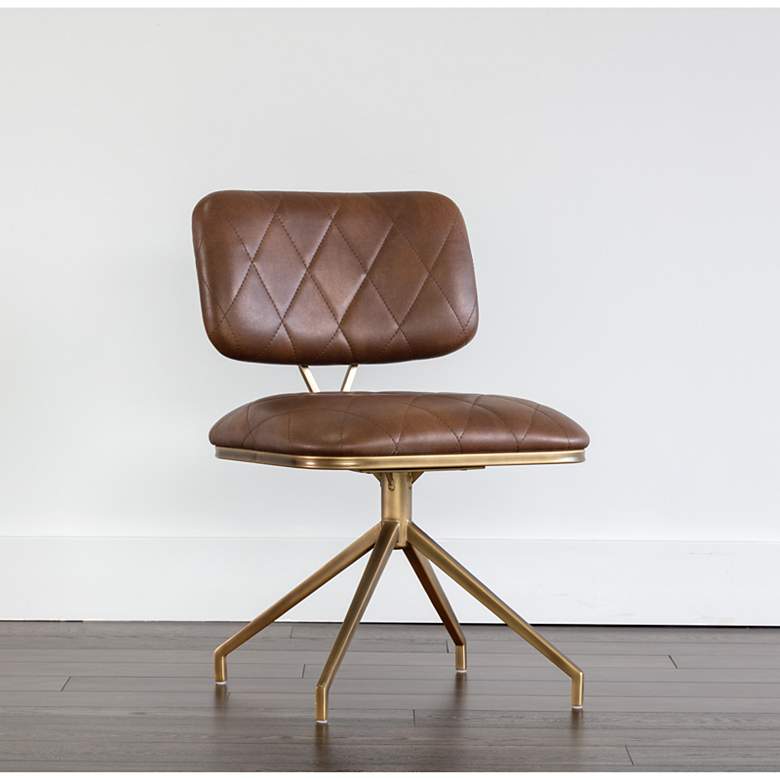 Image 1 Sunpan Virtu Swivel Dining Chair Bravo Cognac Set of 2