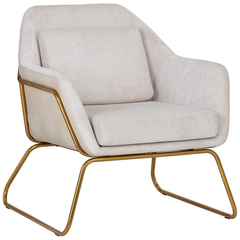 Image 2 Sunpan Watts Lounge Chair Gold Polo Club Muslin and Bravo Cream