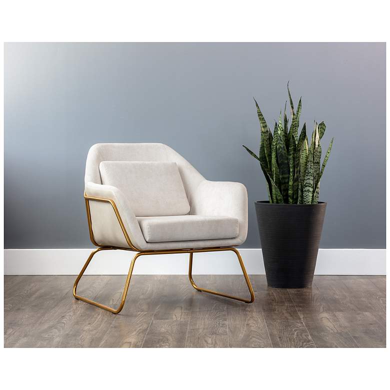Image 1 Sunpan Watts Lounge Chair Gold Polo Club Muslin and Bravo Cream