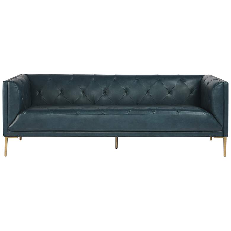Image 2 Sunpan Westin Sofa Vintage Peacock Leather more views