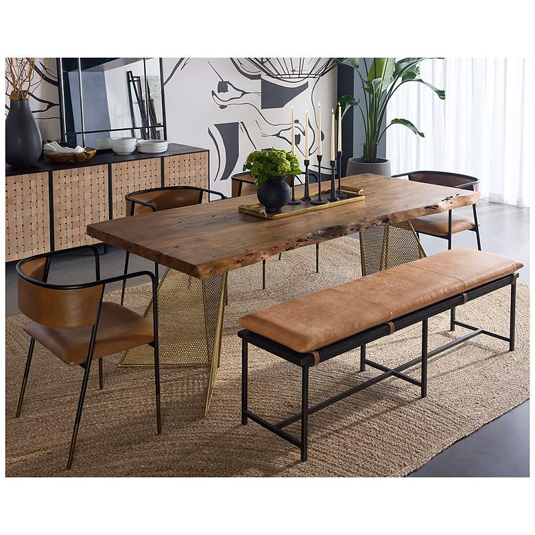 Image 3 Sunpan Zancor Bench Gunmetal Tan Leather more views