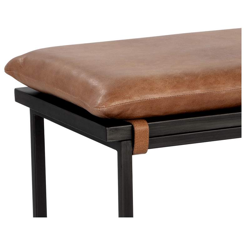 Image 4 Sunpan Zancor Bench Gunmetal Tan Leather more views