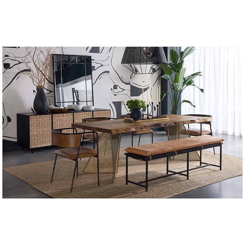 Image 5 Sunpan Zancor Bench Gunmetal Tan Leather more views