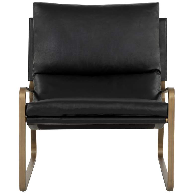 Image 2 Sunpan Zancor Lounge Chair Antique Brass Charcoal Black Leather more views