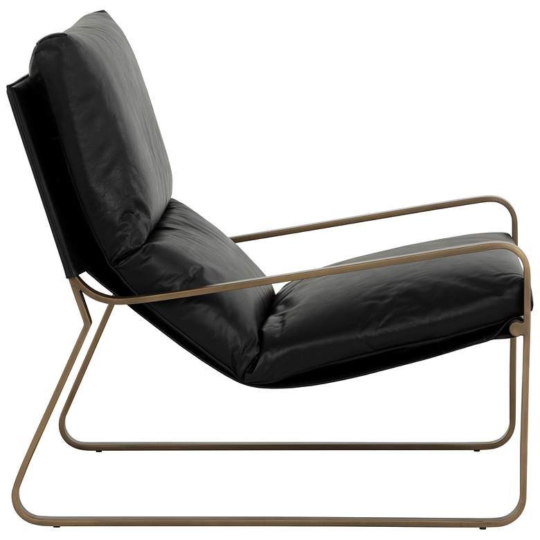 Image 3 Sunpan Zancor Lounge Chair Antique Brass Charcoal Black Leather more views