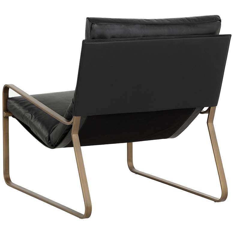 Image 4 Sunpan Zancor Lounge Chair Antique Brass Charcoal Black Leather more views