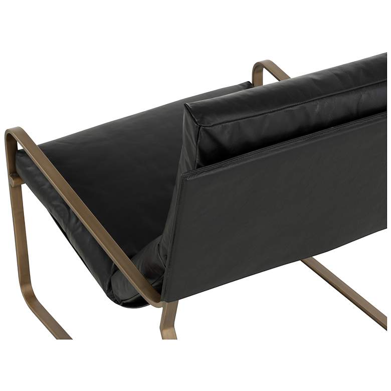 Image 5 Sunpan Zancor Lounge Chair Antique Brass Charcoal Black Leather more views