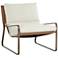 Sunpan Zancor Lounge Chair Antique Brass Geralt Linen and Tan Leather