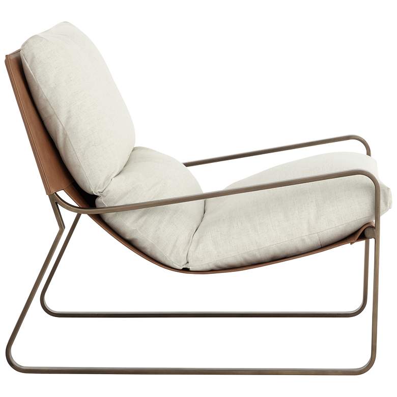 Image 3 Sunpan Zancor Lounge Chair Antique Brass Geralt Linen and Tan Leather more views