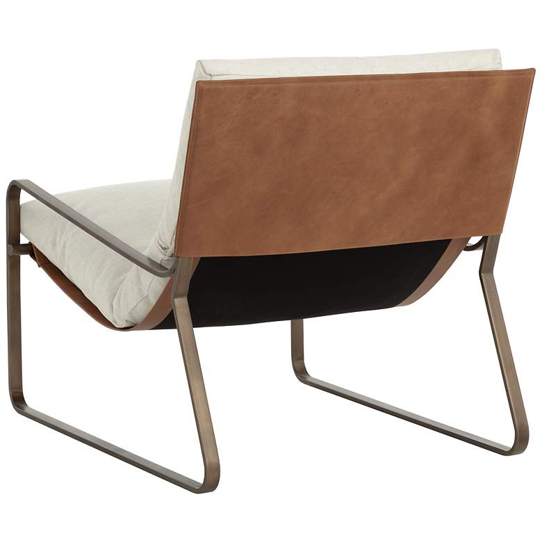 Image 4 Sunpan Zancor Lounge Chair Antique Brass Geralt Linen and Tan Leather more views