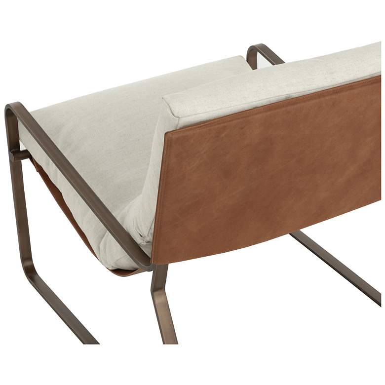 Image 5 Sunpan Zancor Lounge Chair Antique Brass Geralt Linen and Tan Leather more views