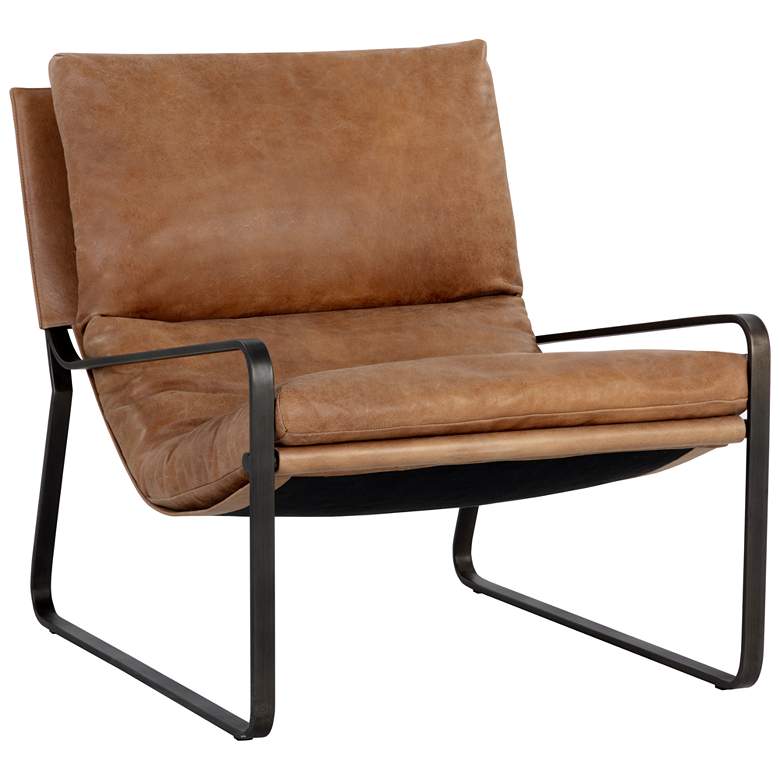 Image 1 Sunpan Zancor Lounge Chair Gunmetal Tan Leather
