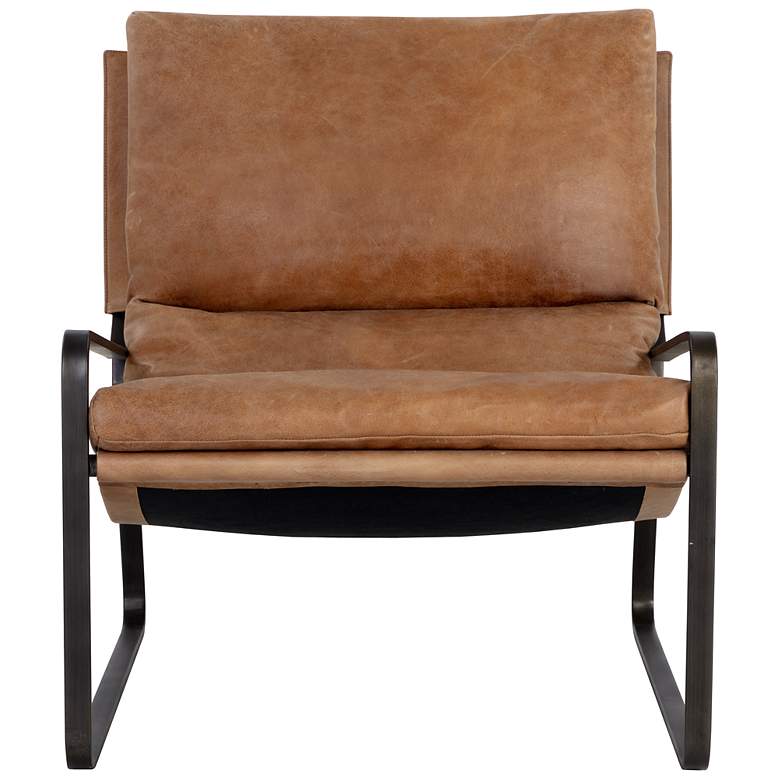Image 2 Sunpan Zancor Lounge Chair Gunmetal Tan Leather more views