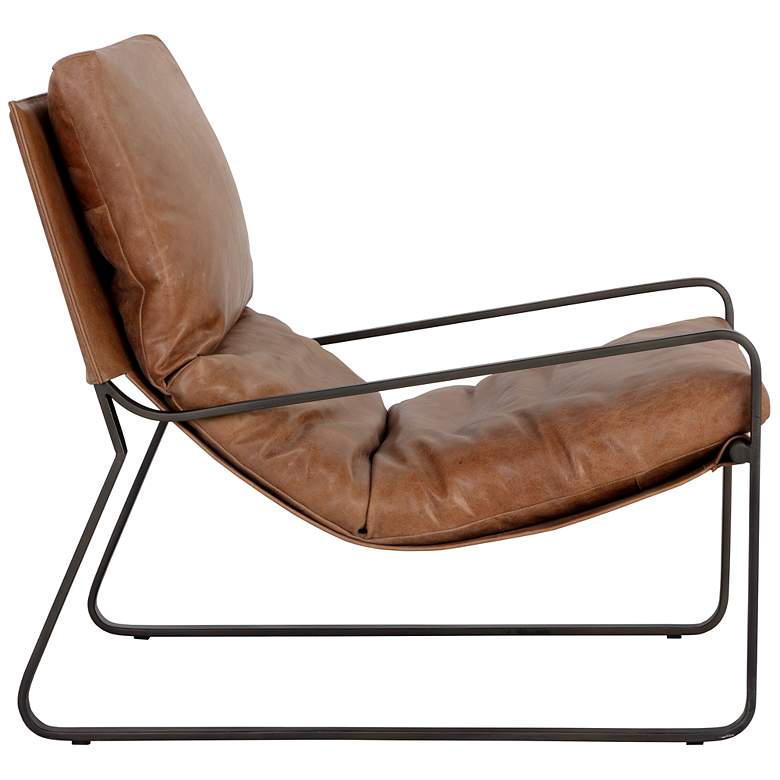 Image 3 Sunpan Zancor Lounge Chair Gunmetal Tan Leather more views