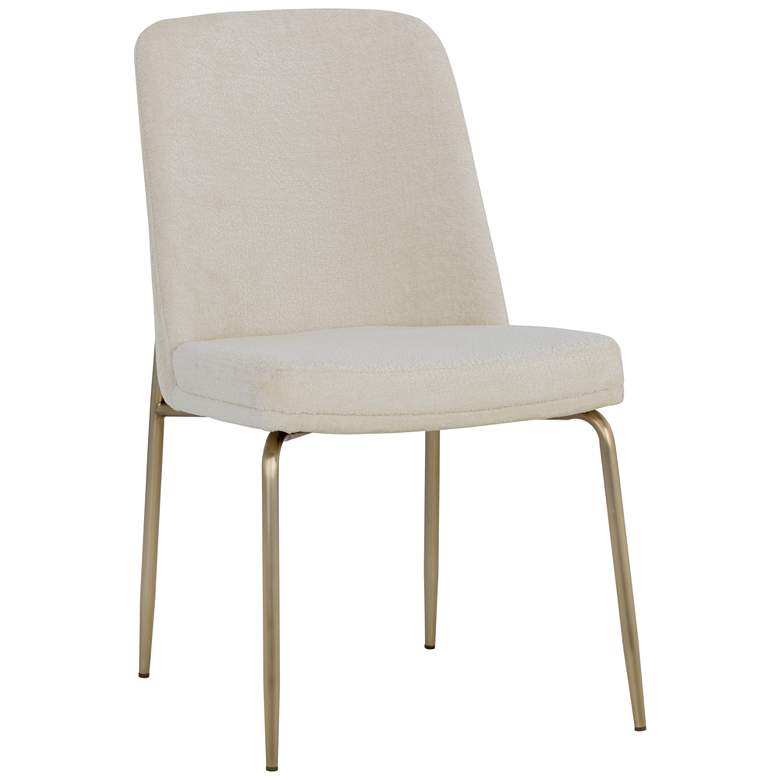 Image 2 Sunpan Zeke Dining Chair Antique Brass Bergen Ivory Set of 2