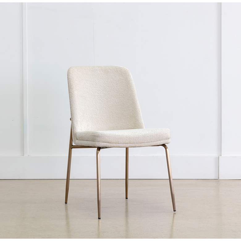 Image 1 Sunpan Zeke Dining Chair Antique Brass Bergen Ivory Set of 2