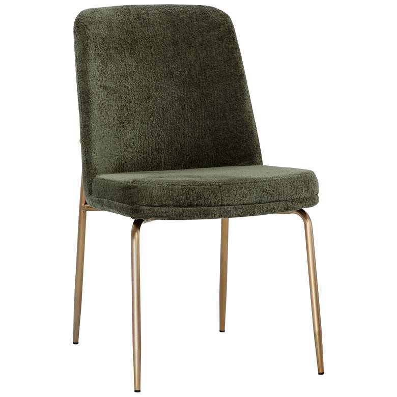 Image 1 Sunpan Zeke Dining Chair Antique Brass Bergen Olive Set of 2