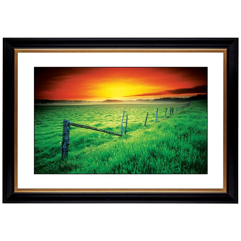 Image 1 Sunrise Fenceline Giclee 41 3/8 inch Wide Wall Art
