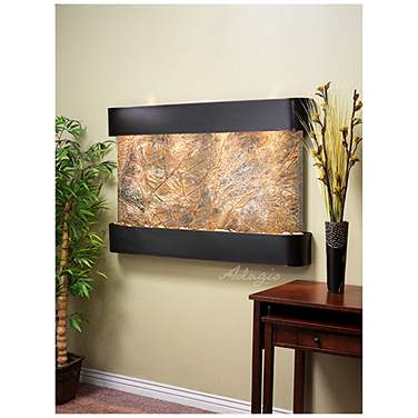 Sunrise Springs 35"H Brown Marble Round Indoor Wall Fountain