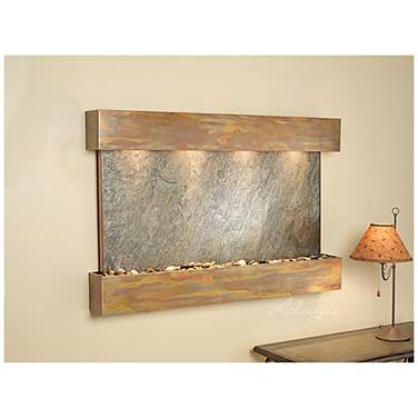 Sunrise Springs 35"H Rustic Green Stone Indoor Wall Fountain