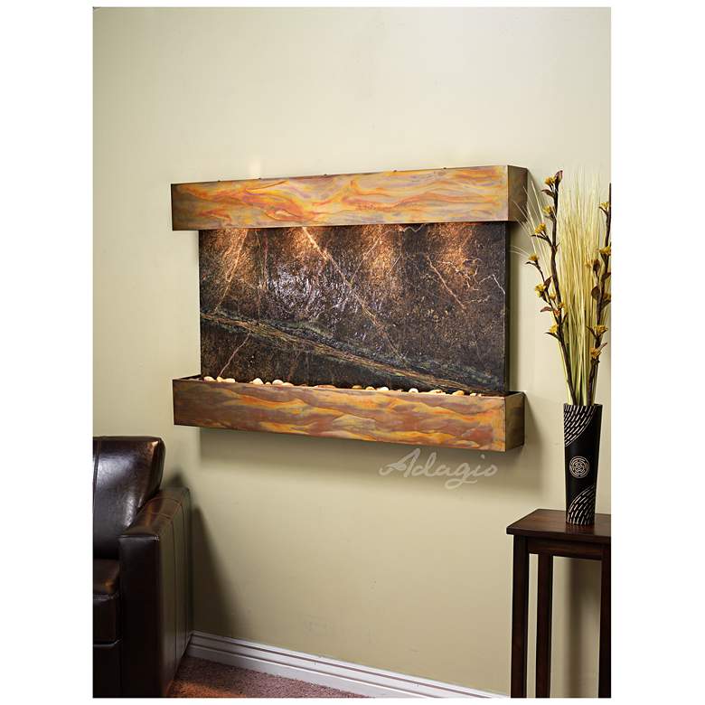 Image 1 Sunrise Springs 35" High Rustic Green Marble Indoor Fountain