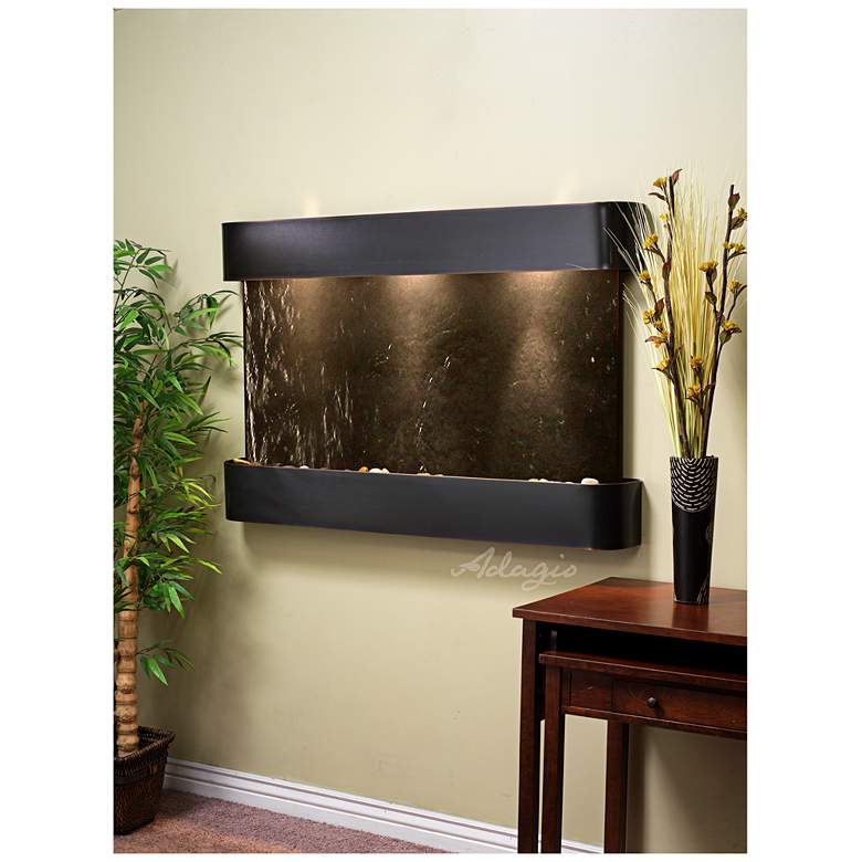 Image 1 Sunrise Springs 35"H Black Stone Round Indoor Wall Fountain
