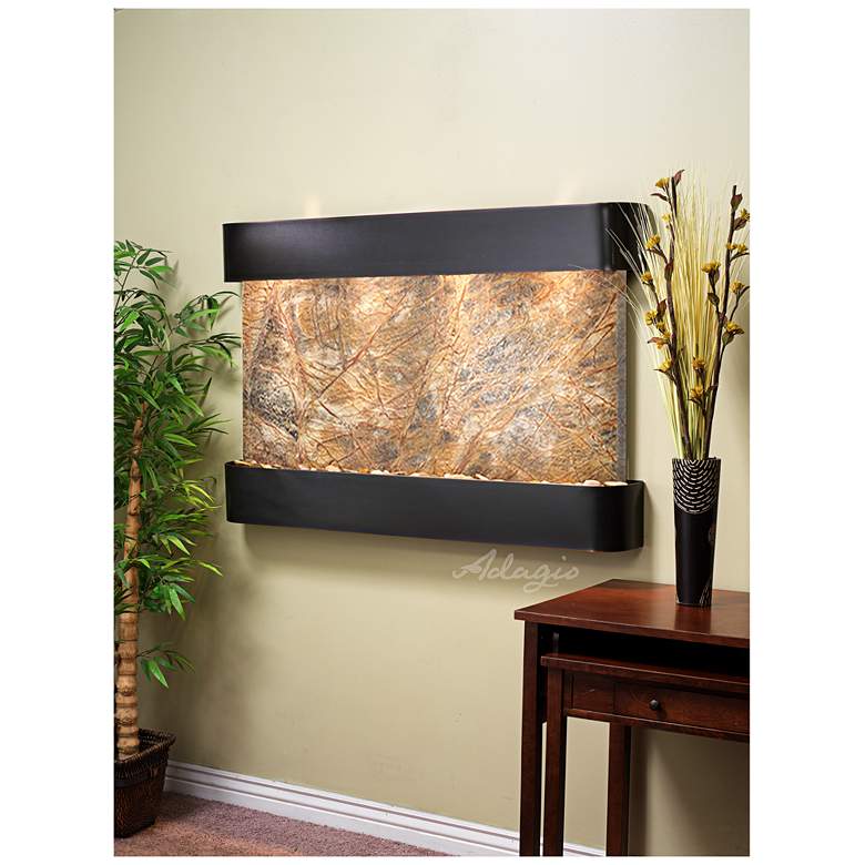 Image 1 Sunrise Springs 35"H Brown Marble Round Indoor Wall Fountain