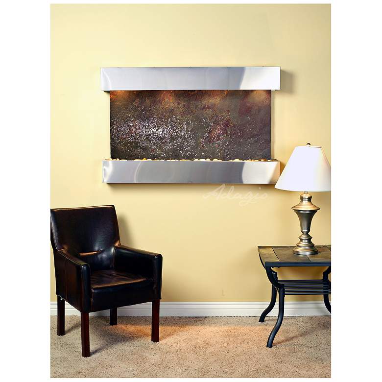 Image 1 Sunrise Springs 35"H Featherstone Indoor Steel Wall Fountain