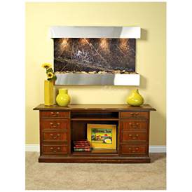 Image1 of Sunrise Springs 35"H Green Marble Indoor Steel Wall Fountain