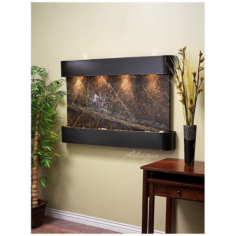 Image 1 Sunrise Springs 35"H Green Marble Round Indoor Wall Fountain