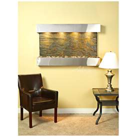 Image1 of Sunrise Springs 35"H Green Slate Indoor Steel Wall Fountain