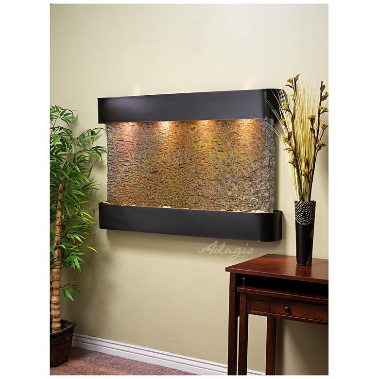 Image 1 Sunrise Springs 35"H Rajah Slate Round Indoor Wall Fountain
