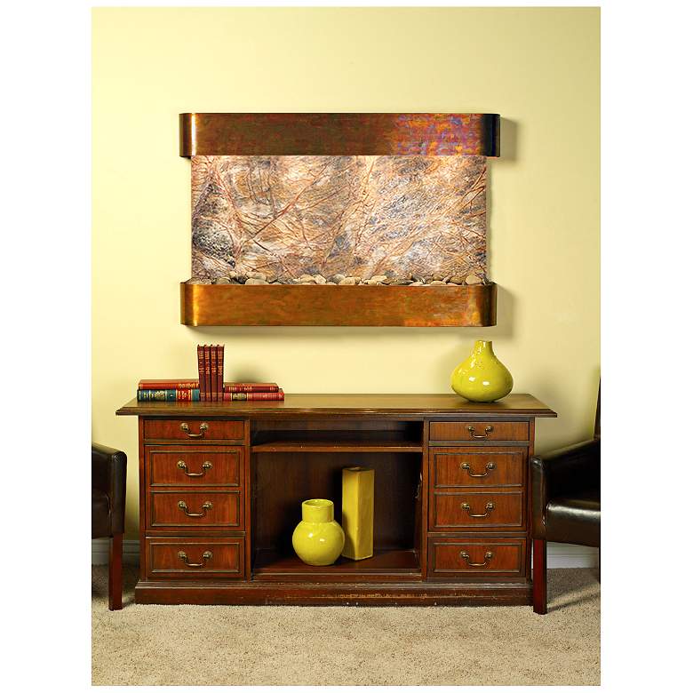 Image 1 Sunrise Springs 35"H Round Rustic Brown Indoor Wall Fountain
