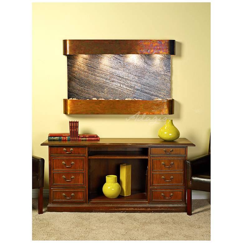 Image 1 Sunrise Springs 35"H Round Rustic Stone Indoor Wall Fountain