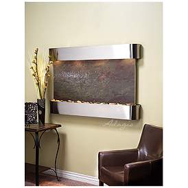 Image1 of Sunrise Springs 35"H Round Steel Indoor Rajah Stone Fountain