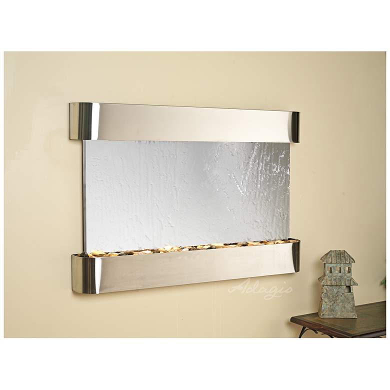 Image 1 Sunrise Springs 35"H Round Steel Mirror Indoor Wall Fountain