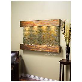 Image1 of Sunrise Springs 35"H Rustic Green Slate Indoor Wall Fountain