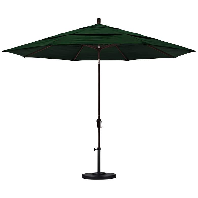 Image 1 Sunset 11-Foot Forest Green Fabric Round Market Umbrella