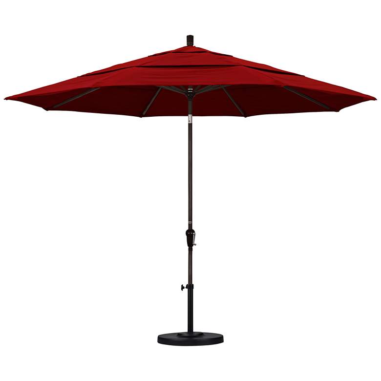 Image 1 Sunset 11-Foot Jockey Red Fabric Round Market Umbrella