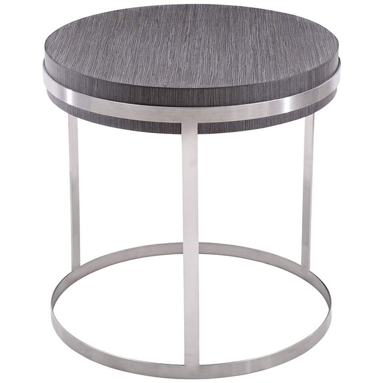 Image 1 Sunset 24 inch Wide Gray Wood Round End Table
