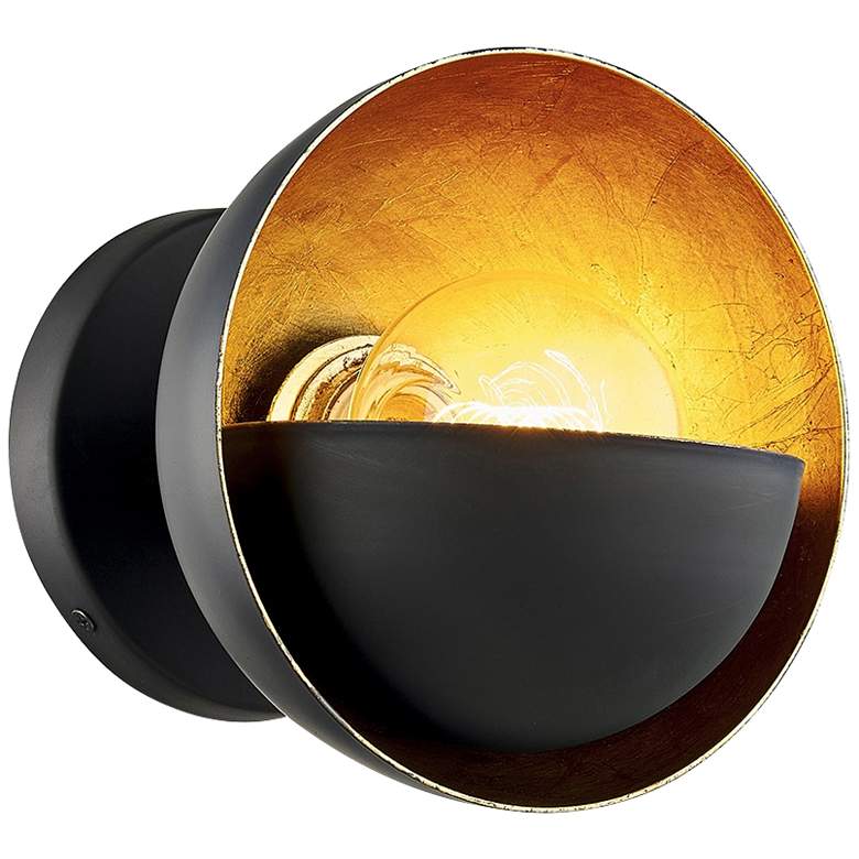 Image 1 Sunset Blvd 7" High Aged Bronze and Gold Leaf Wall Sconce