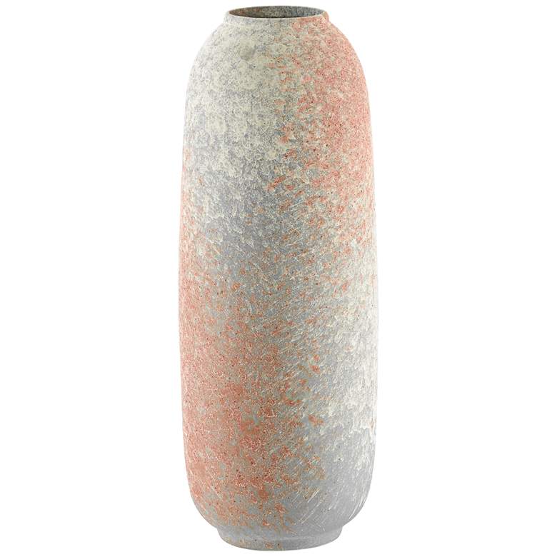Image 1 Sunset Gray Sand w/ Coral 14 3/4 inchH Porcelain Decorative Vase