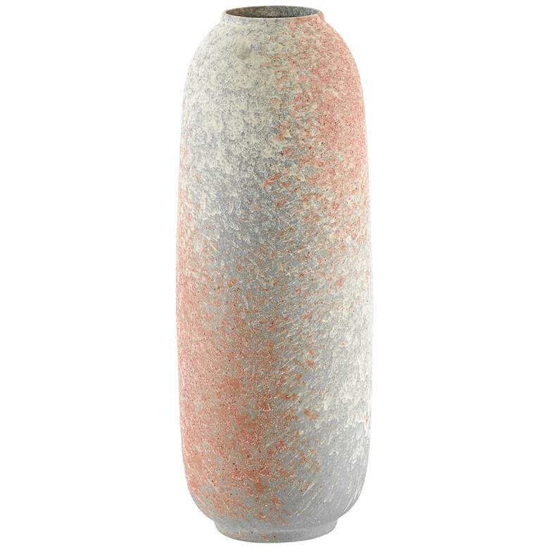 Image 1 Sunset Gray Sand w/ Coral 14 3/4"H Porcelain Decorative Vase