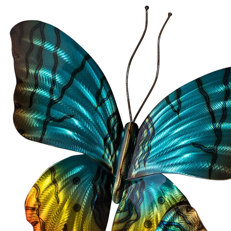 Image 2 Sunset Moth Pair Turquoise 21" Wide Metal Wall Sculpture more views