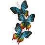 Sunset Moth Triple Turquoise 26" Wide Metal Wall Sculpture