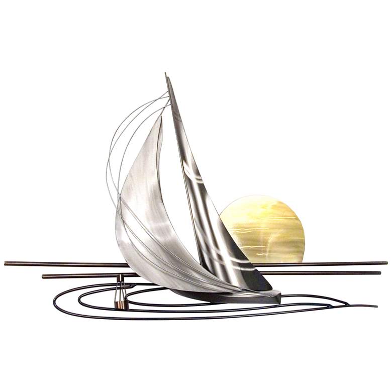 Image 1 Sunset Sail 45" Wide Metal Wall Art