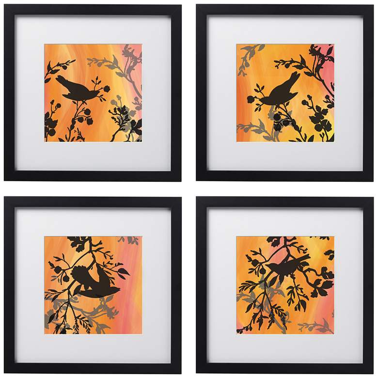 Image 1 Sunset Sparrow 4-Piece 14 inch Square Black Framed Wall Art Set