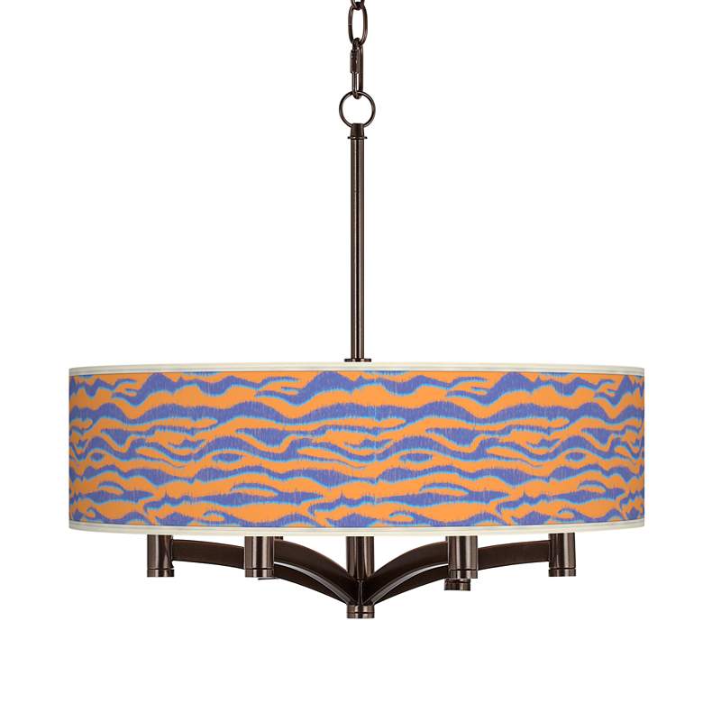 Image 1 Sunset Stripes Ava 6-Light Bronze Pendant Chandelier